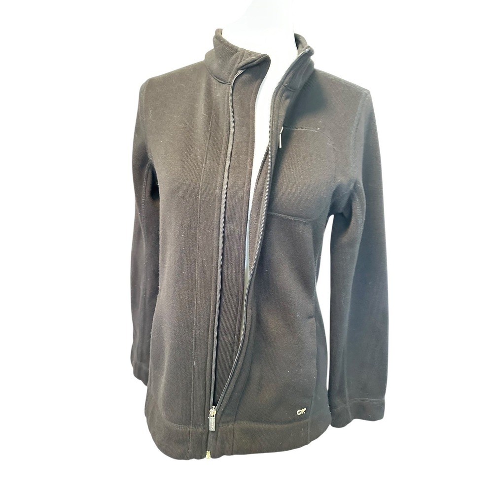 Calvin Klein Women Black Full Zip Mock Neck Knit Jacket Athletic Casual Size M - Picture 12 of 16